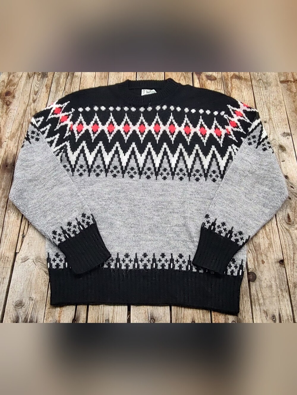 Vintage 80's Indian Brand Virgin Acrylic knit sweater men's size Small